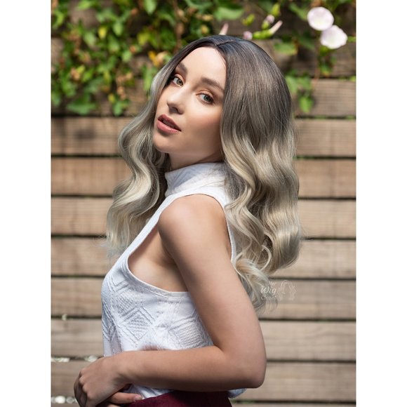 COPY - Dark Roots Vanilla Blonde Natural Ombre Wavy Lace Front Wig | Penny - Picture 3 of 13